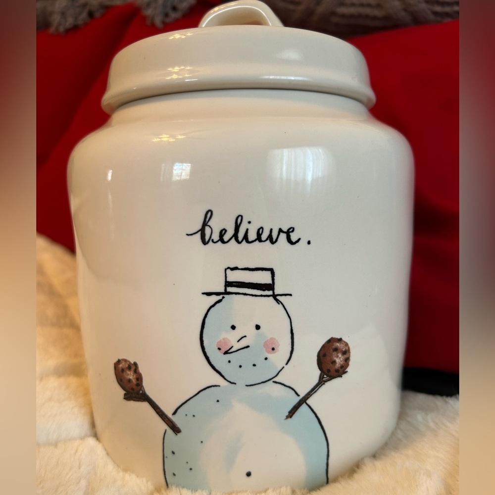 Rae Dunn snowman chubby canister